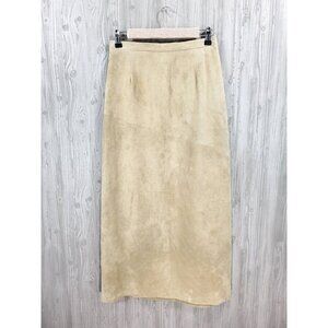 Elegant Cream Suede Maxi Skirt